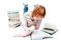 Young girl read the book on white Stock Image