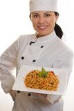 Chef with pasta Stock Photography