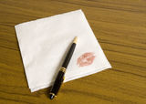 Napkin and a kiss 2 Royalty Free Stock Images