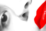 Woman Red lips, porcelain skin Royalty Free Stock Image