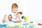 Stock Image : Beauty baby with paint on white