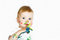 Stock Image : Beauty baby with paint on white