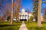 College Campus in Fall Stock Photo