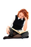 Young beautiful student girl read book Royalty Free Stock Images