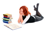 Young beautiful student girl read book Royalty Free Stock Image
