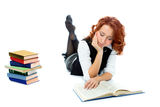 Young beautiful student girl read book Royalty Free Stock Images