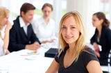 Young student with her study group Stock Images