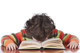 Boy tired to study Royalty Free Stock Image