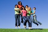 Happy youth group jumping Stock Photography