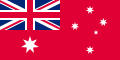 Dark blue cross with white border on powder blue background, with Union Flag as top-left quarter, white star in bottom left corner and white stars on right.