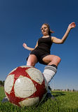 Female soccer kick Royalty Free Stock Images