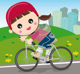 Girl with bicycle Stock Images