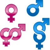 Shiny gender symbols Royalty Free Stock Images