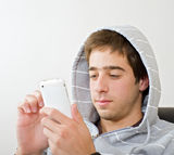 Teenager and iphone Stock Photos