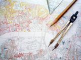 Study of city planning map Royalty Free Stock Image