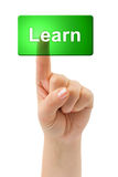 Hand and button Learn Royalty Free Stock Image