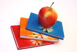 Study books and apple Stock Photo
