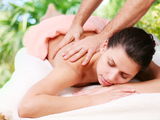 Young woman gets a massage Stock Photo