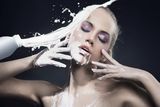 Woman with milk Royalty Free Stock Images