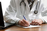 Writing a prescription or medical examination Royalty Free Stock Image