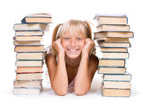 Education.Pupil with books Stock Photo
