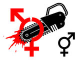 Male and female gender symbol separated with chain Stock Image