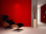 A luxury red study room Stock Photos