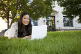 College student studying on Laptop Royalty Free Stock Image