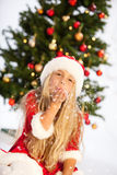 Miss santa with snow Stock Photography