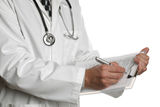 Writing medical examination notes Stock Photo