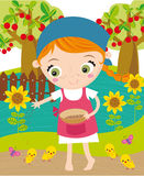 Girl working in farm Royalty Free Stock Images