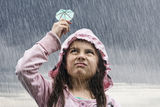 Girl in rain Stock Photo