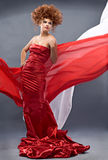 Beauty redheaded girl in fashion dress Stock Photos