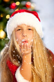 Miss santa with snow Stock Image