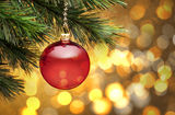 Golden Christmas Tree Scene Background Stock Image