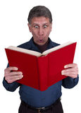 Man Read Book Surprise Shock Isolated on White Stock Photography