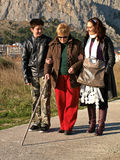 Walk with the blind woman Royalty Free Stock Photos