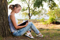 Young woman reading book Royalty Free Stock Image