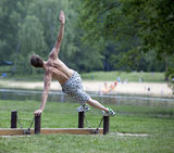 Man's outdoor summer fitness training Stock Images