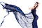 Sexy young woman posing  in blue chiffon