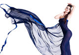 Sexy young woman posing  in blue chiffon Stock Photography