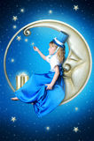 Fairy-tale girl on the moon Stock Images