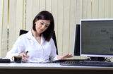Busy office woman Stock Photo