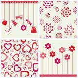 Girlie seamless backgrounds and objects set. Stock Photo