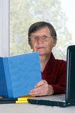 The woman studies the computer Royalty Free Stock Image
