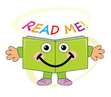 Happy book mascot - read me! Royalty Free Stock Photo