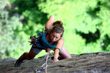 Extreme female climber Stock Photo