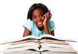 Happy student with homework Royalty Free Stock Images