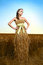 Stock Image : Woman in wheat field