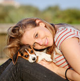 Woman and dog Stock Image